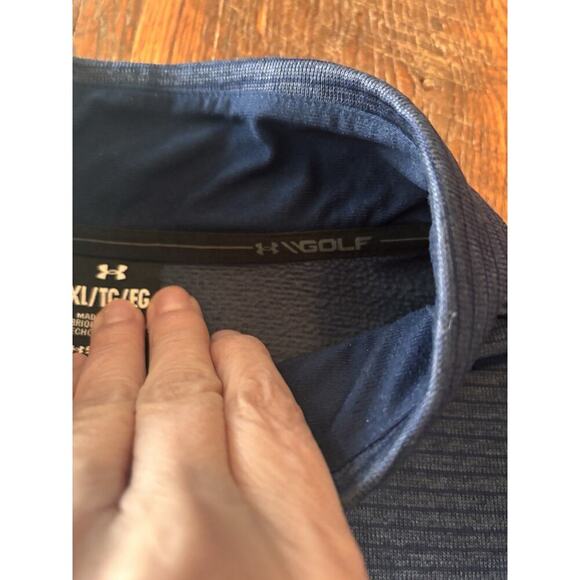 Under Armour Quarter Zip Mens XL Therma Fit Pullover Blue Fleece Lined Comfy 1/4 - Picture 2 of 7